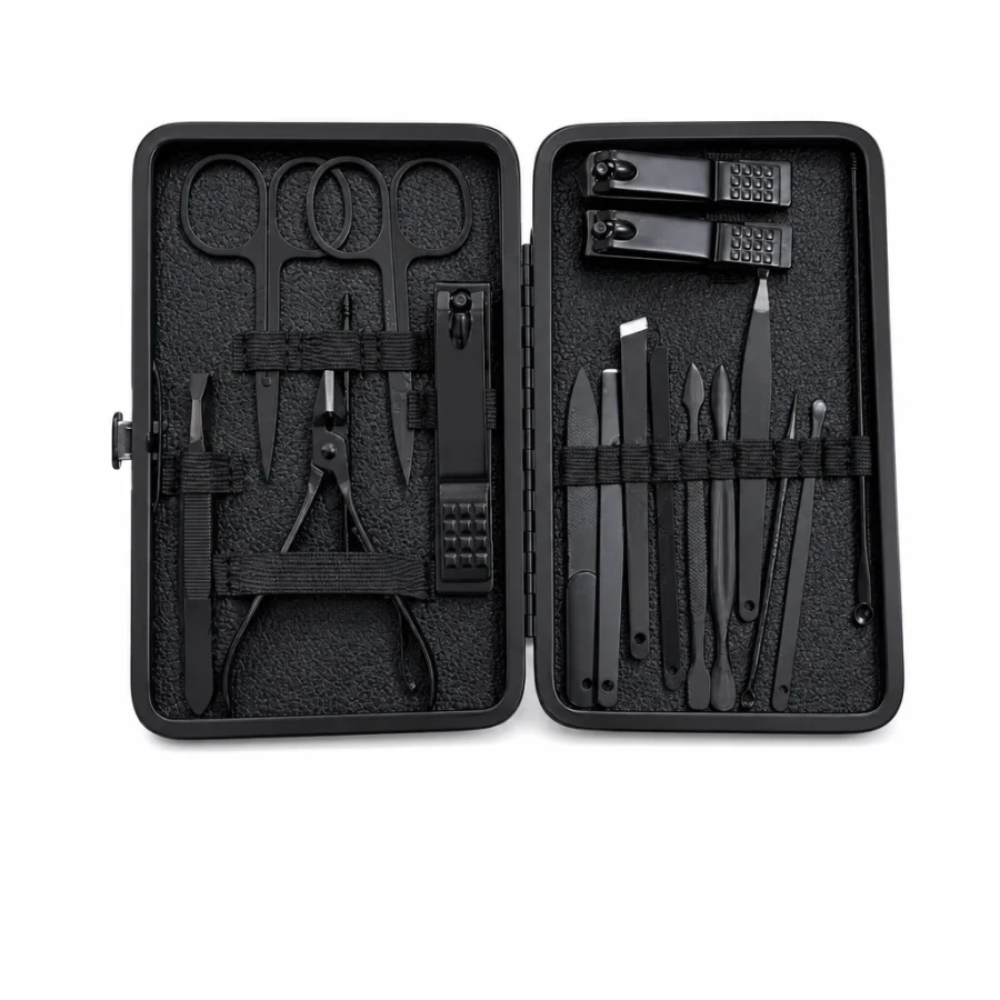 Kit de manicura y pedicura 16 piezas, estuche negro