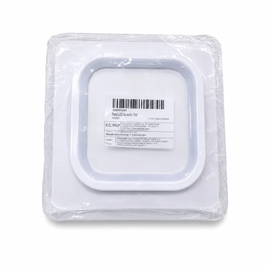 Panel LED de techo cuadrado 18W 6500K