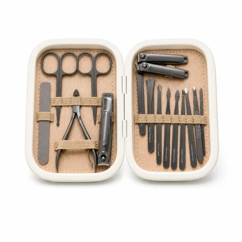 Set de manicura y pedicura, estuche claro